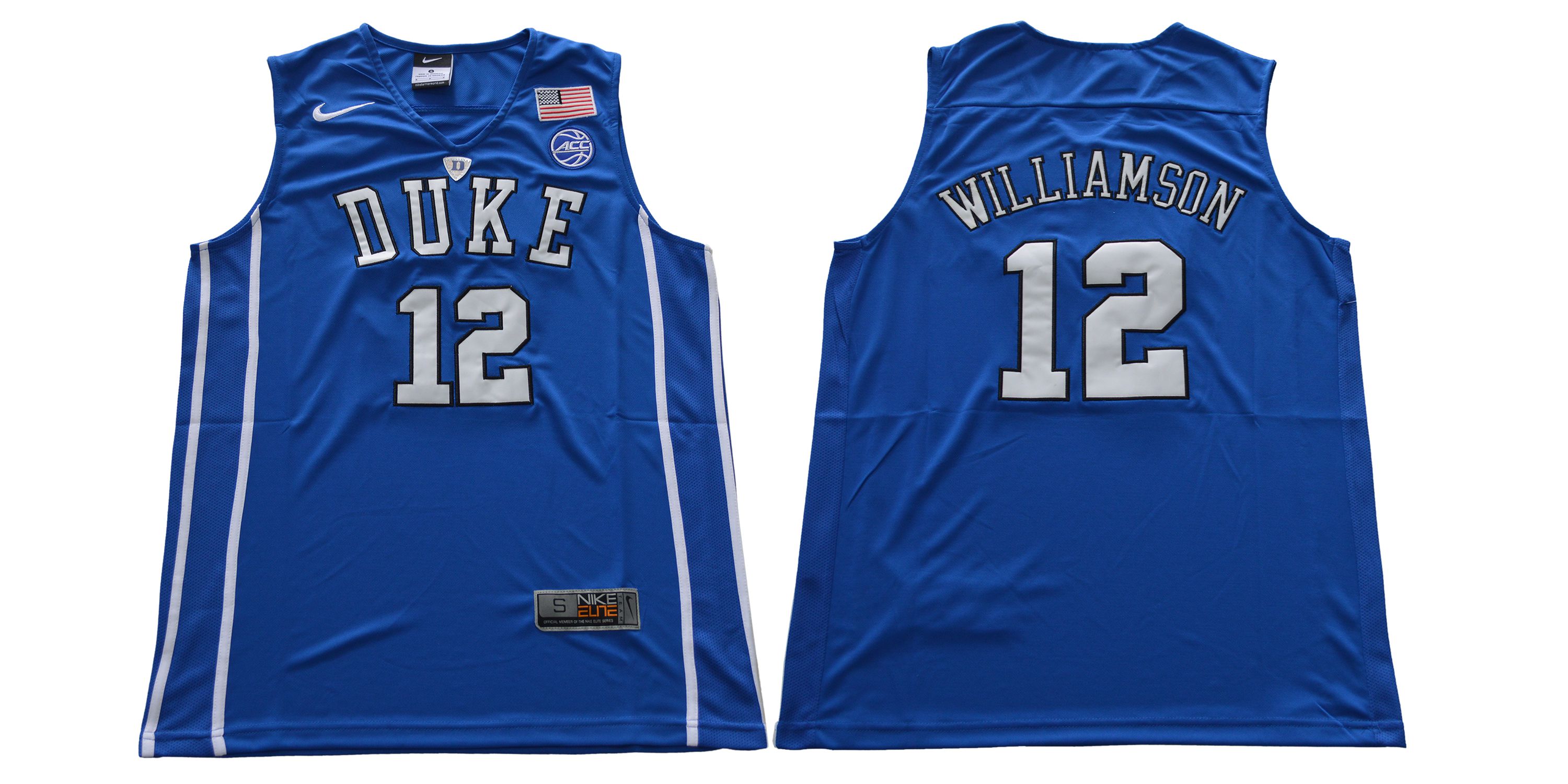 Men Duke Blue Devils #12 Williamson Blue Nike NCAA Jerseys->youth mlb jersey->Youth Jersey
